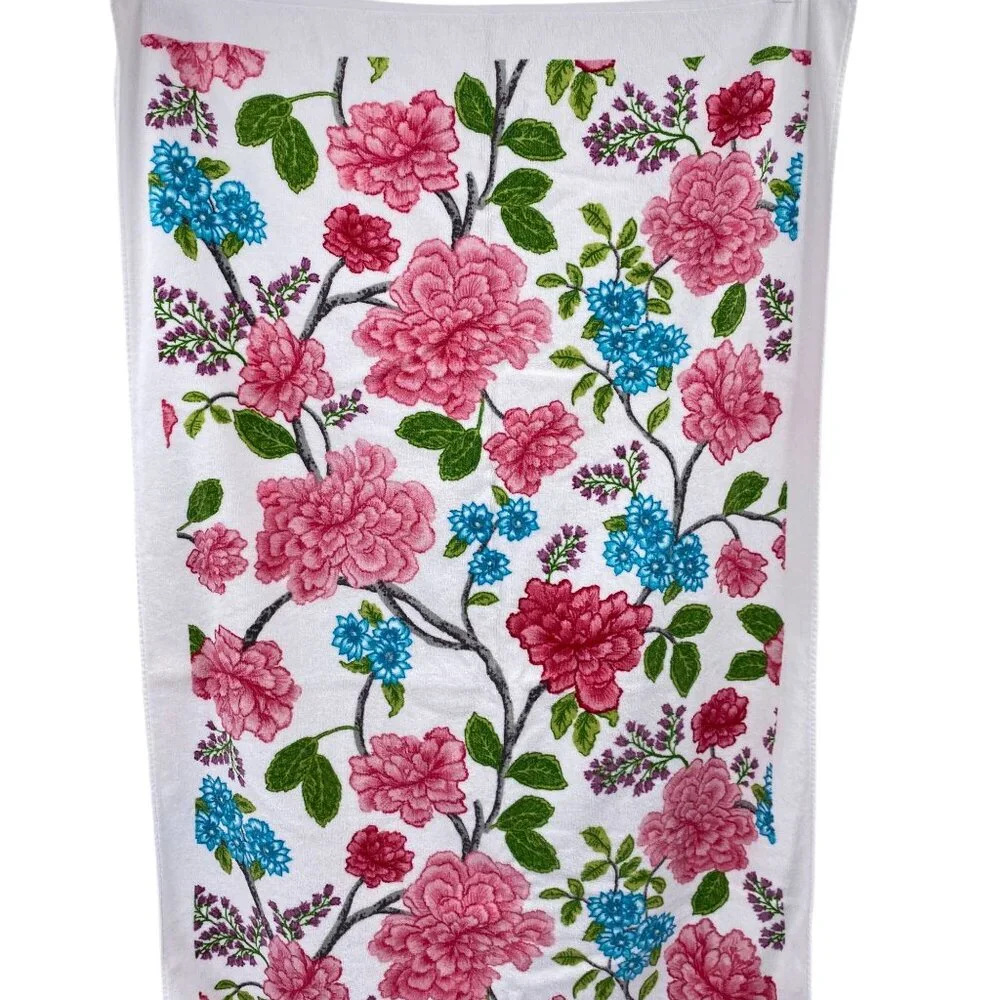 Vintage‎ Target Home floral bath towels pink white Cotton 90s 00s hydrangea